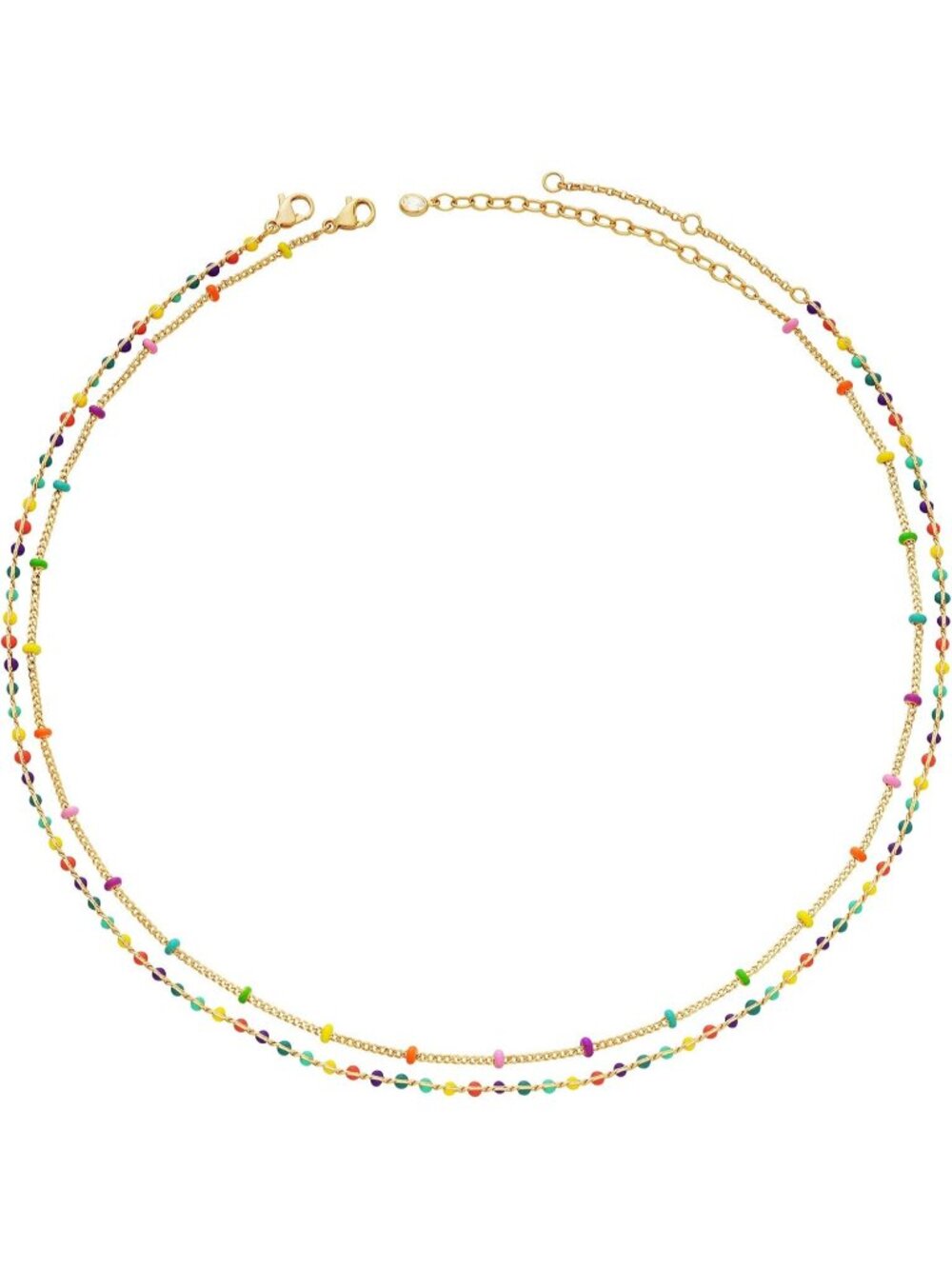 Women's Layer Colorful Bead 14k Gold Plated Beaded Pearl Choker Jewelry Necklace